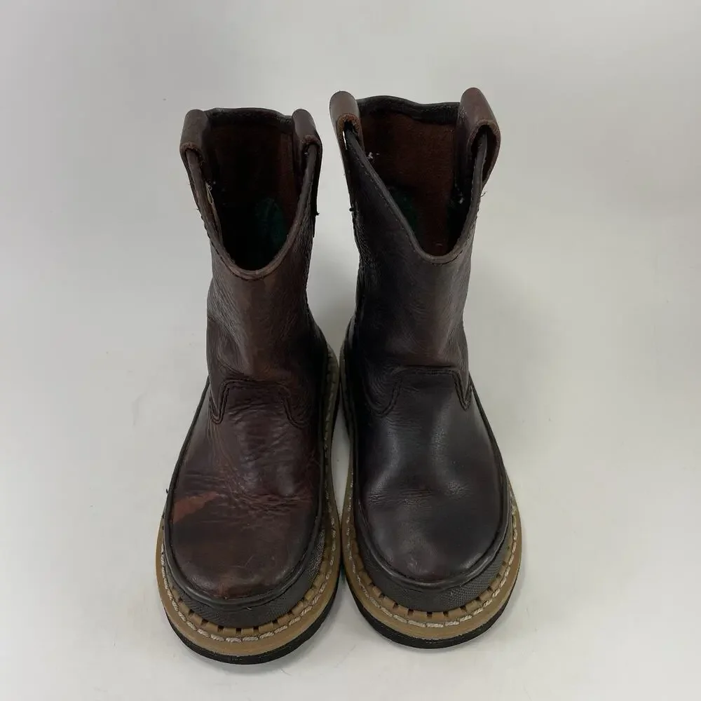 Georgia Boot Little Georgia Giant Brown Leather Boots Kids Size 8.5M Wellington